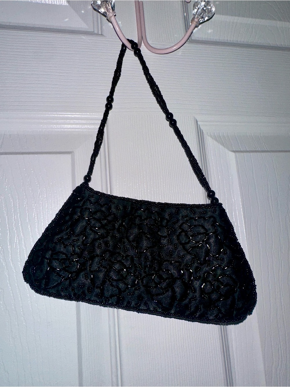 Elegant Black Beaded Evening Bag - Unbranded